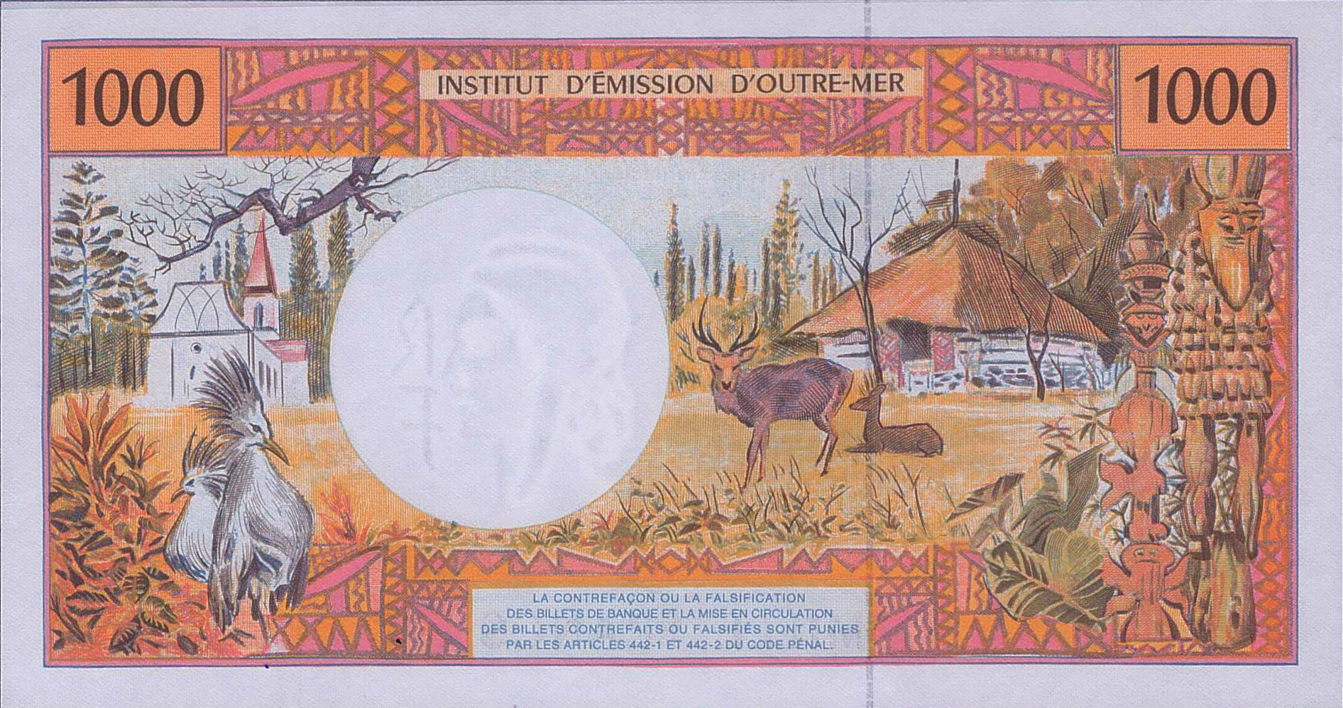 French Pacific Territories 1000 1992 UNC P-2/m